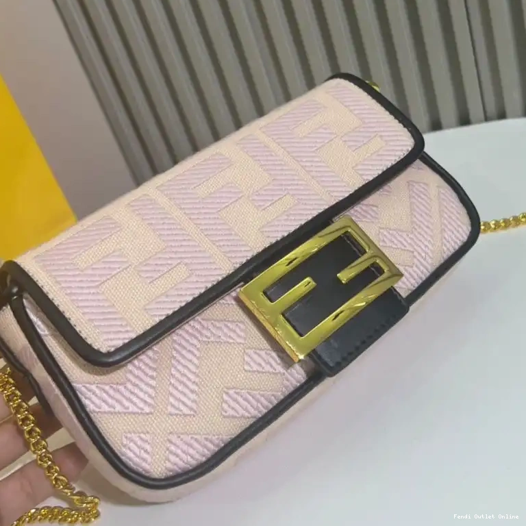 Cheap In Canvas Bag Baguette Motif Fendi Cherry FF Mini 0608